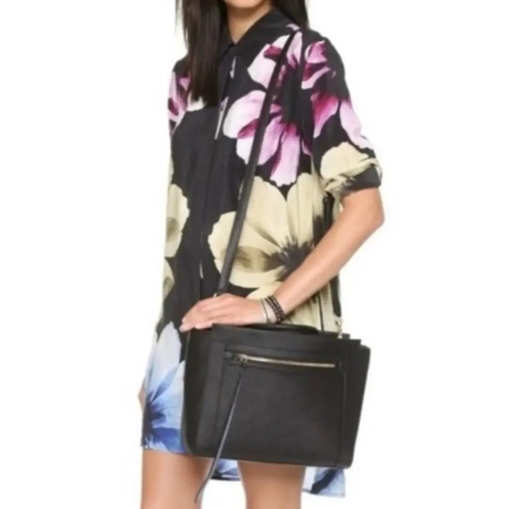 REBECCA MINKOFF Purse Monroe Tote Shoulder Bag Satchel Leather Gold Hardware